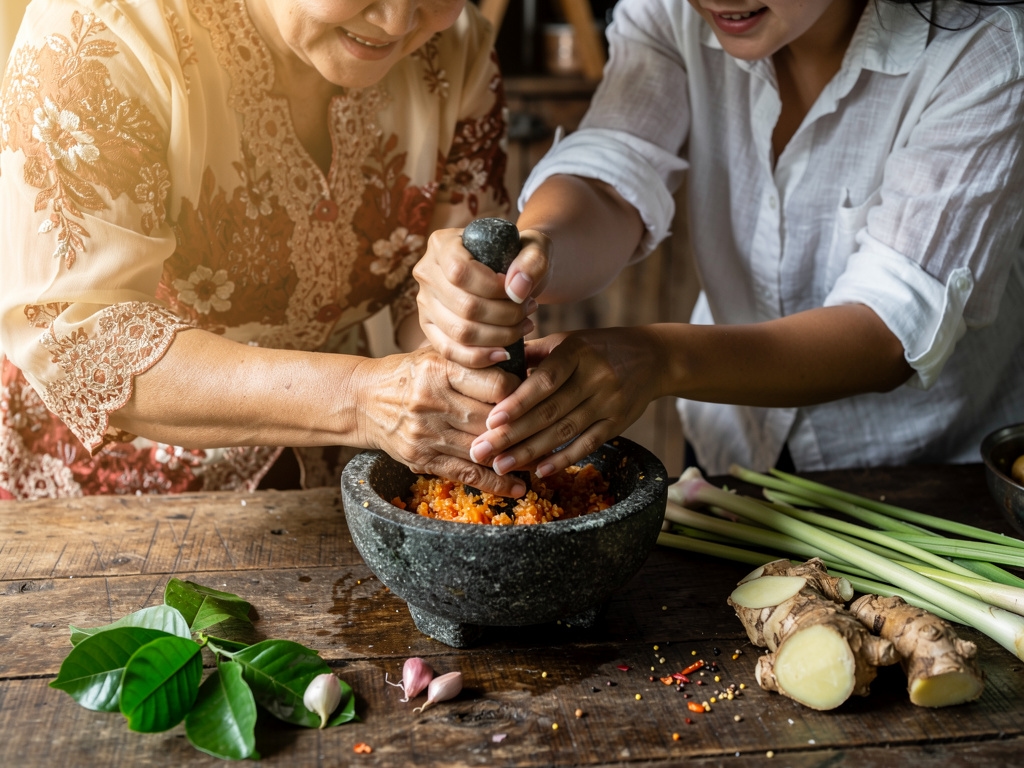 Proses meracik bumbu masakan khas daerah